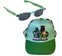 Toys & Gamers Minecraft Ensemble casquette et lunettes de soleil gratuites, bleu clair et vert, accessoires pour enfants