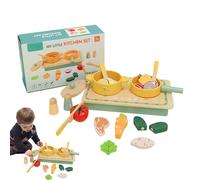 Toys Kitchen Kids, Toddler Set Wooden Cookware, Realistic Pots, Shovels, and Play Vegetables, Enhancing Fine Motor Skills for Preschool, Daycare, Pretend, Home, Classroom, Nursery