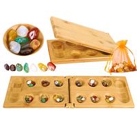 Toys of Wood Oxford TOWO Mancala Jeu de société avec Galets de Pierre - Kalaha Jeu de avec Plateau Pliable en Bois-Jeux de société pour la Famille-Jeux de Mancala de stratégie pour Enfants et Adultes