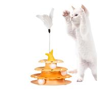 Toys pour chats pour chats intérieurs, teaser de chat | Turton pour animaux de compagnie à happineuse avec un teaser en plumes - Tour de balle à rouleaux de jouets interactifs pour la poursuite de l'e