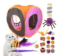 Toys pour Intérieurs - Ensembles De De Tunnel De Halloween | Boîte À De À Canal Carré Pliant Halloween, Accessoires De Chaton À Boule De, Jeu Interactif pour Chats Intérieurs, Pliable