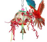 Toys râpés pour Oiseaux - Boules de rotin à croquer, Jouet de Recherche de Perroquet avec Cloche pour picing et déchiqueter, idéal pour perruches, Poulets, Hamsters, Petits Oiseaux | J