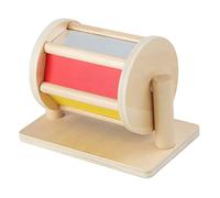Toys Rouleau de bébé arc-en-en bois avec son, tambour rotatif à hochet avec miroir, jouet de développement sensori el pour bébé de 6 à 12 mois, cadeau de bébé de 1 an pour garçons et fi