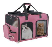 TOYSBOOM Sac de transport pour 2 chats - Sac de transport double pour animaux de compagnie extra large, double cabine avec séparateur amovible, pliable, peut supporter 20, 30, 18,1 kg pour deux petits