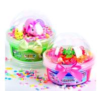 ToysButty Axolotl Lot de 2 slimes colorés et en mousse pour enfants avec mini animaux lumineux dans le noir Idéal comme cadeau de fête pour filles et garçons