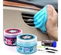 ToysButty Kit Gel Nettoyant Voiture, Slime Nettoyage Accessoire Voiture Intérieur, Produit Pour Plastique, Events Aération, 2 Pots Parfumé, 4 Brosses Details Antistatiques pour Clavier Pc Laptop