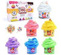 ToysButty Kit Slime Enfant Fluffy Deja Fait Moelleux, Pack 6 Butter Slime en Pot, Thème Glace et Gateau, Cadeau Jouet Enfant Fille Garçon, Charmes Glace, Slime Kit DIY Slime Parfumé, Surprise Squishy