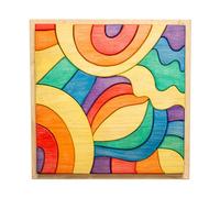 TOYSEE Puzzle Bois Artistique 40 Pièces Asymétriques Multicolore dès 2 Ans | Mosaïque unique · Peintures à l'eau · Montessori Waldorf · Créativité et concentration · 32x32x4 cm