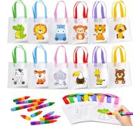 Toyssa 12pcs Sacs Licorne Dino Animaux à Peindre pour Enfants avec Crayons Empilables Set Créatif DIY Cadeaux d'Anniversaire Petit Cadeau Anniversaire Enfant (Tier)