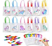 Toyssa 12pcs Sacs Licorne Dino Animaux à Peindre pour Enfants avec Crayons Empilables Set Créatif DIY Cadeaux d'Anniversaire Petit Cadeau Anniversaire Enfant (Einhorn)