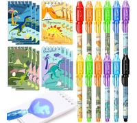 Toyssa Cadeau Anniversaire Enfants Invites Stylo Encre Invisible et Carnet de Notes, Corps du stylo avec motif imprimé, Pinata Anniversaire Petit Cadeaux Anniversaire Invités Enfant (Dinosaure)