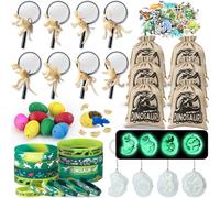 Toyssa Dinosaure Piñata Anniversaire Garçon avec Loupe Sac à Cordon Porte-Clés Lumineux Dino Œufs Squelettes Modèles, Dinosaure Petit Cadeau Anniversaire Enfants Invités, Party Faveurs pour Enfant