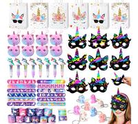 Toyssa Kit Anniversaire Licorne - Cadeau avec Pinata, Porte-Monnaie, Masque à Gratter, Stylo Bille, Bandes de Cheveux, Bracelet Claquer et Sac Fête pour Enfants Invités