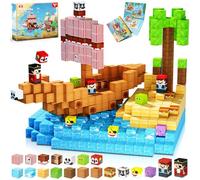ToyUnited Blocs de Construction Aimantés Pirate 100 PCS,Cubes Magnétiques Éducatifs pour Enfant 3 Ans+, Jeu Montessori de Construction 3D, Idée Cadeau Anniversaire Garçon Fille avec Boîte de Rangement