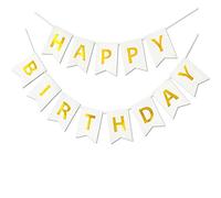 TOYVENTURES Bannière Happy Birthday - Blanc