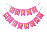 TOYVENTURES Bannière Happy Birthday - Rose foncé