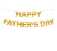 TOYVENTURES Bannière pré-enfilée « Happy Father Day », décorations de fête des pères à paillettes dorées - Fil de 2,4 m, pas de bricolage nécessaire, décoration de fête parfaite pour la fête des pères
