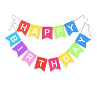 TOYVENTURES Décoration d'anniversaire multicolore - Guirlande de fanions Happy Birthday pour décorations de fête (avec ficelle à l'intérieur)