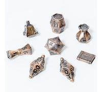 TOYVERSE Ensemble de dés polyédriques Bicolores, Couleur Cuivre Ancien, Dés en Alliage, Convient pour D&D, DND, RPG, MTG, Donjons et Dragons, Jeux de Plateau et Jeux de rôle, 15 Ans et Plus