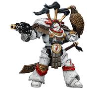 TOYVERSE JOYTOY Warhammer White Scars Praetor dans Cataphractii Terminator Armure avec Cyber Habicht, Épée Chogorian et Combi Melta 1/18 Modèle de personnage avec articulations mobiles Figurine