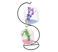 Toyvian 1 Ensemble Aquarium Transparent Suspendu avec Support Mini Réservoir à Poissons pour Décoration de Maison Bureau et Magasin et Chic Cage à Oiseaux Couleur