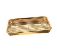 Toyvian 1 Ensemble bac de vidange Plaque Frire barquette Frites Grille de Refroidissement poêle Grill Plateau de friture Assiette de Fruits de la Maison Acier Inoxydable 304 Golden