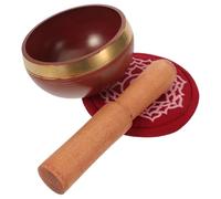 Toyvian 1 ensemble de bols chantants : bol en métal martelé à la main avec tapis en tissu et maillet en bois - Fournitures bouddhistes pour temples