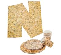 Toyvian 1 ensemble de nappes en bottes de foin : gobelet en papier et assiette de 18 cm/23 cm - Décorations de fête sur le thème de l'Ouest - Cadeau de fête en bottes de foin de cow-boy pour