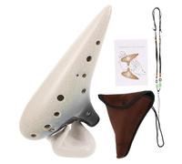Toyvian 1 ensemble d'ocarinas en céramique : 12 trous, alto en do, avec support de présentation et sac à cordon ; instrument de musique pour la pratique et les performances musicales.
