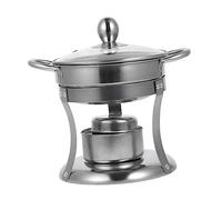 Toyvian 1 Ensemble Mini réchaud à Cuisson Bouilloire Portable Pot de réchaud à en Acier Inoxydable creuset à Vapeur Fondue en -Service Silver