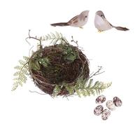 Toyvian 1 Ensemble Nid D'oiseau en Rotin Maisons d'oiseaux Nids Pendaison Décorations Kit De Nichoir Décoratif Maison d'oiseaux Volet Artificiel Naturel Ornement D'oiseau Café