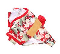 Toyvian 1 Pièce vêtements pour Animaux de Compagnie Robe Chien Costume de Kimono de Chiot Manteau Dog Coat Dog Costume Kimono de Chat déguisement pour Animaux de Compagnie Chiffon Rouge