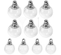 Toyvian 10 pièces Breloques Boule Verre Transparentes avec Bouchons à Visser Pendentifs Suspendus pour Bijoux DIY Décoration Charms pour Colliers et Bracelets