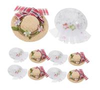 Toyvian 10 Pièces Chapeau de de poupée décor de Chapeau de Paille Miniature Chapeaux de Jouets pour Les Enfants Mini décoration de Cow-Girl Mini-décoration de Costumes Fil