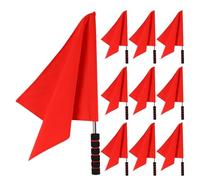 Toyvian 10 Pièces Drapeaux Rouges D’arbitre Assistant 45 X 36 Cm Mât en Acier Inoxydable et Poignée Mousse Antidérapante, Drapeaux de Signalisation Haute Visibilité pour Football,