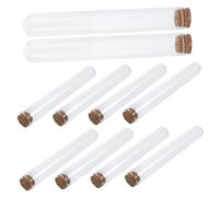 Toyvian 10 pièces Lot de Tubes à Essai Verre Transparent avec Bouchon Bois Pots Verre Multifonction pour Rangement de Allumettes et Petits Objets Domestiques et Pratique