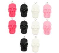 Toyvian 10 Pièces Pendentif Tête de Mort en Résine pour Halloween, Breloques Soi-même, Non Déformable et Sûr, pour Projets D'artisanat et Bijoux Personnalisés Couleur Aléatoire