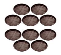 Toyvian 10 Pièces Plateau Rond en Plastique Couleur Café Mat Motif Surélevé, Protection des Racines et Amélioration Friction pour Plantes en Pot D'intérieur