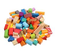 Toyvian 100 pièces Blocs Bois pour Tout-Petits Jouets Éducatifs Préscolaires Formes Géométriques Colorées Construction Bois Naturel Activités Créatives pour Garçon Fille de Ans et Plus