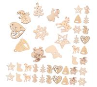Toyvian 100 Pièces Découpes Bois à Peindre pour Noël Formes Variées Sapin Bonhomme de Ange Cerf Ornements DIY pour Décoration Festive et Artisanat Créatif