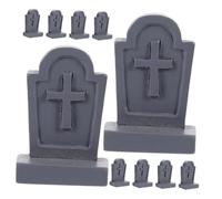 Toyvian 10pièces Mini Coffin Tombstone Resin Ornaments pour Décorations Halloween De Maison De Poupée Accessoires Miniatures pour Un Cimetière Détail Unique