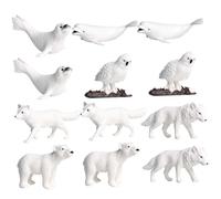 Toyvian 12 pièces Figurines Animaux Polaires Plastique Miniatures Ours Loup Décor Educatif Garçon Fille Fête