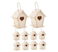 Toyvian 12 Pièces Kit Nichoir DIY pour Garçon Fille Forme de Cœur à Peindre et Assembler Décor Suspendu Jardin Extérieur Activité Créative pour Développement et Observation