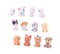 Toyvian 12 Pièces Mini-Chiot Gâteau d'anniversaire Statues Figurines Résine Dessin Animé pour Chiens Enfants FêTe Et DéCorations Pots De Fleurs Statues Artisanales ColoréEs pour Enfants Et Adultes