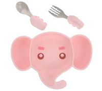 Toyvian 1ensemble Bol Silicone Avec Pour Assiette à Dîner Cartoon Set De Repas Avec Cuillère Et Fourchette