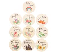 Toyvian 1ensemble Cartes Bois Pour Suivi Des Étapes Disques Mensuels Accessoire De Photographie Pour Annonce De Naissance Et Signes De Prénom Pour Capturer Des Souvenirs De Croissance
