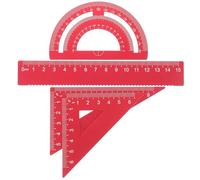 Toyvian 1ensemble Kit de Règles Équerre Métallique Triangulaire et Règle Droite Outils de Dessin Précis pour Examens Scolaires Bureau et Maison Ensemble Portable Rouge