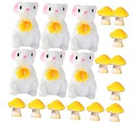 Toyvian 1ensemble Miniature Bunny and Mushroom Figurine Decor Cute Resin Ornaments for Micro Landscape Garden Home and Office