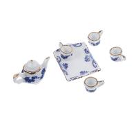 Toyvian 1ensemble Miniature Céramique Ensemble De Thé Avec Et Théière Accessoires Pour Maison De Poupée Et Décoration De Tiny House