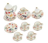 Toyvian 1ensemble Miniature Tea Set Porcelaine De Dinette Céramique pour Accessoires De Maison Poupée Décoration Cuisine Miniature avec Motifs Colorés